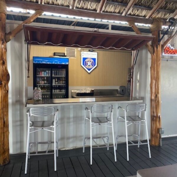a shipping container converted to a bar