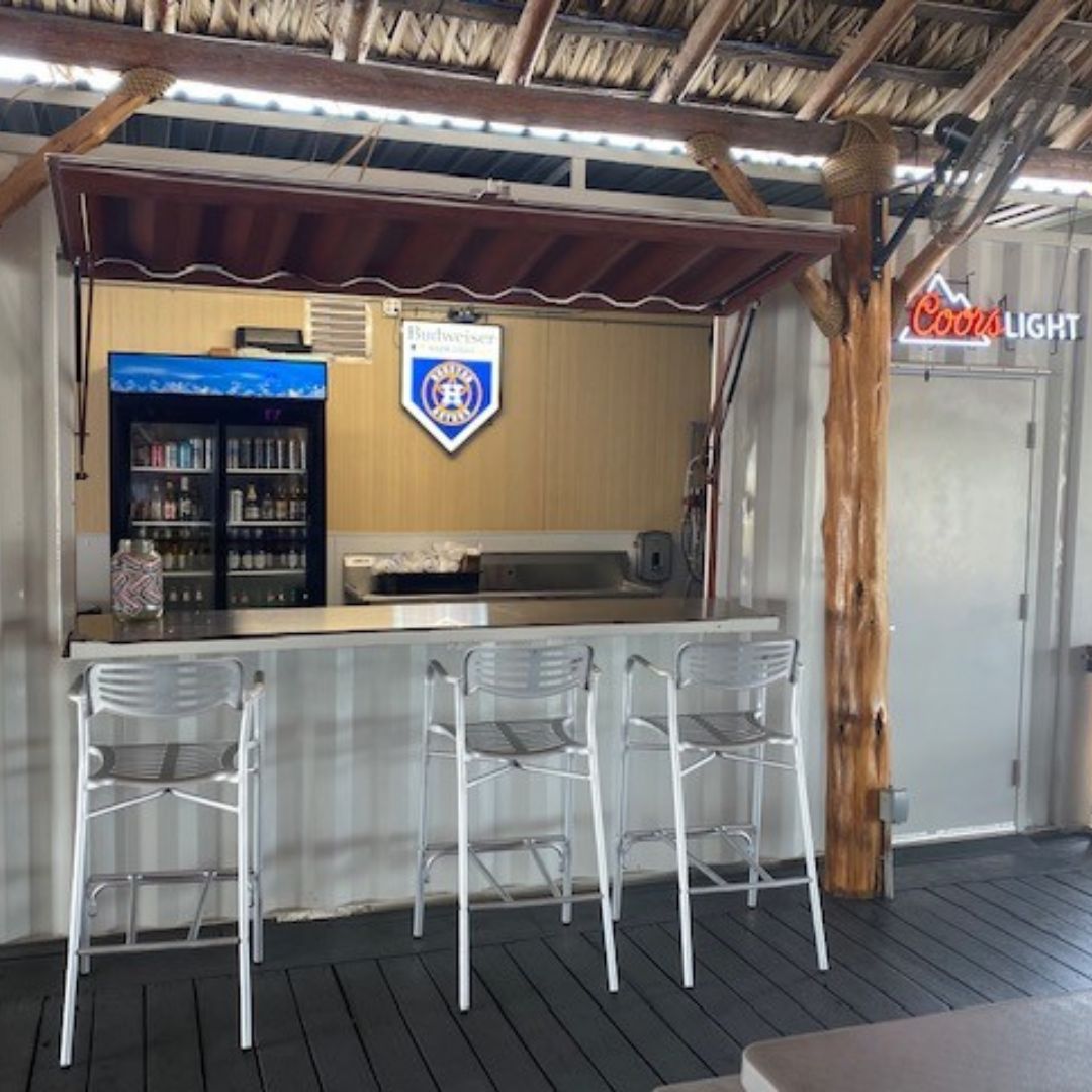 a shipping container converted to a bar