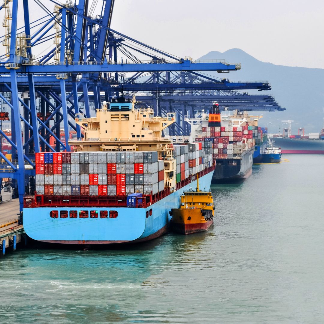 Shipping containers on boat
