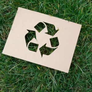 recycling symbol on grass