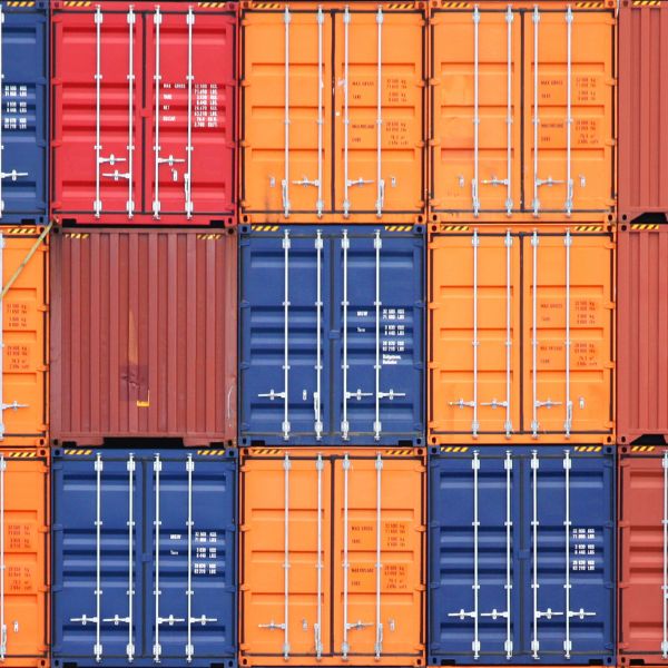 Stacked shipping containers