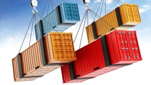 shipping containers on cranes concept