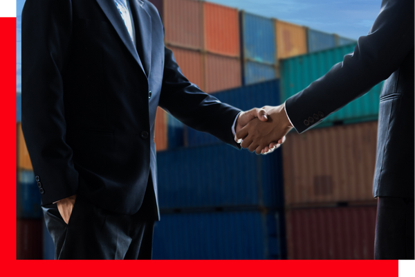 shipping containers handshake