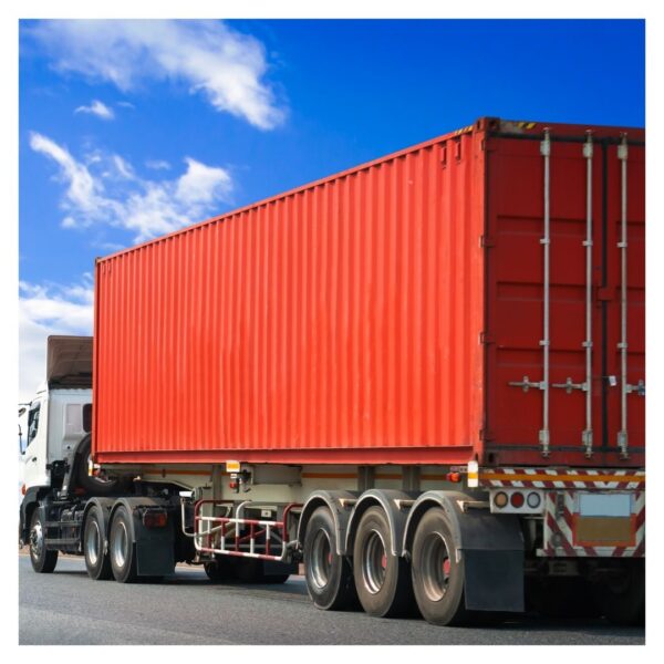 shipping container on semi