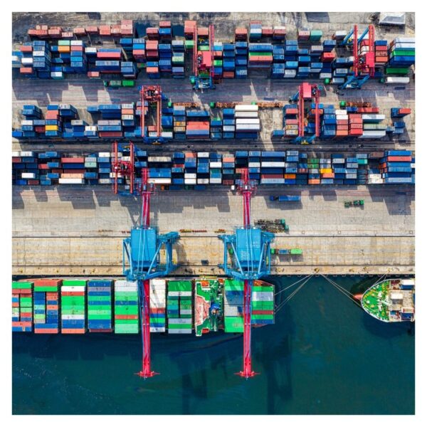 cargo container company aerial shot