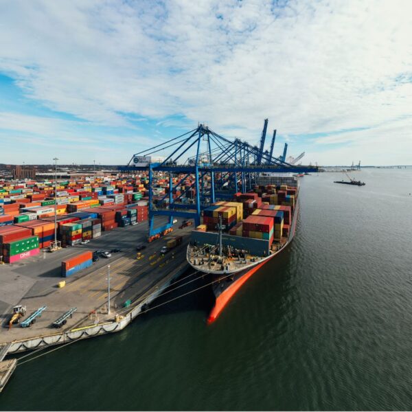shipping containers and ship
