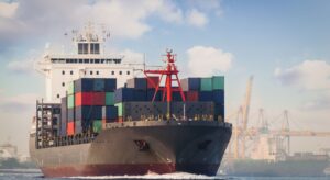 ship with shipping containers on board