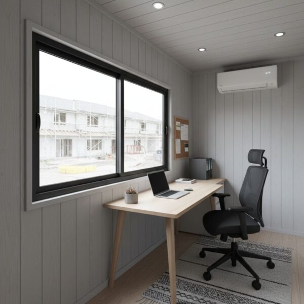 Image of a shipping container converted to an office