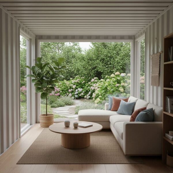 Image of a shipping container converted to a tiny home
