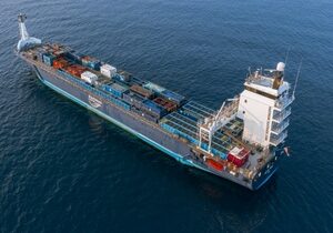 aerial boat with shipping containers