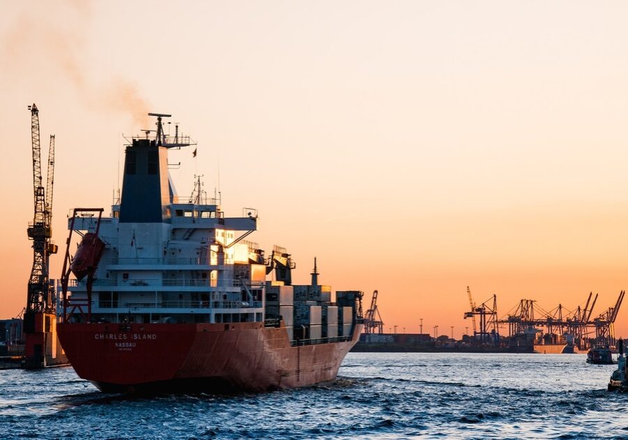 boat with sipping containers